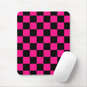 Mousepad Quadrados verificados retro geométrico preto-rosa-