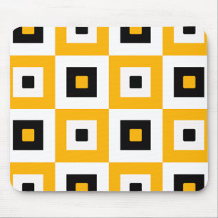 Mousepad Quadrados Xadrez Amarelo Preto E Branco