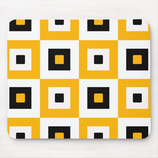 Mousepad Quadrados Xadrez Amarelo Preto E Branco (Frente)