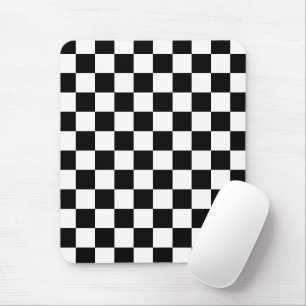 Mousepad Quadrados xadrez preto e branco geométrico retrô