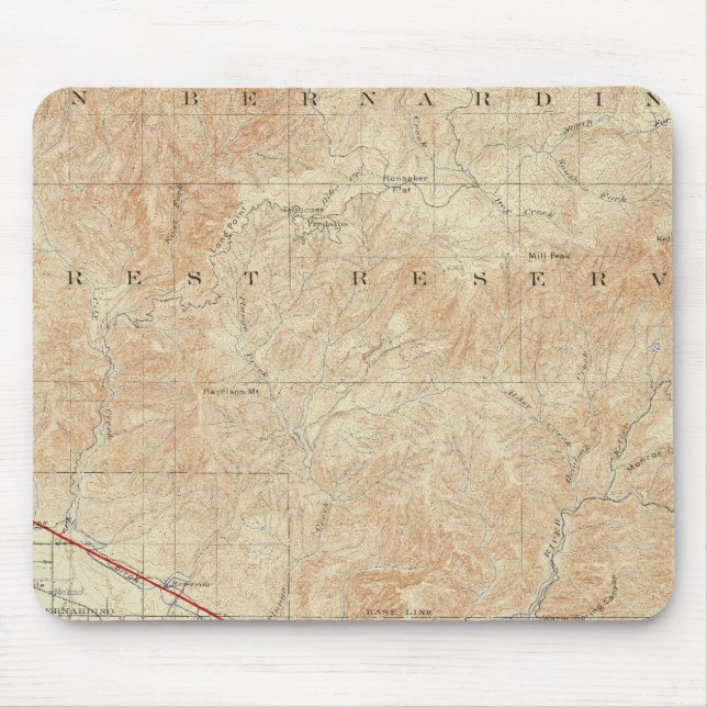 Mousepad Quadrângulo Redlands mostrando San Andreas Rift (Frente)