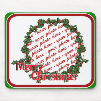 Mousepad Quadro de Foto do Círculo Holly Wreath