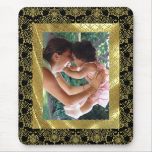 Mousepad Quadro de Fotografias de Padrão Dourado