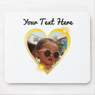 Mousepad Quadro de Imagem do Coração Dourado