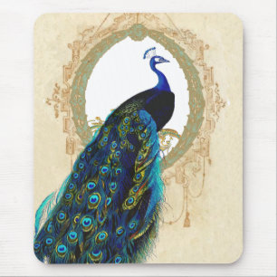 Mousepad Quadro de Pavão e Filigrana