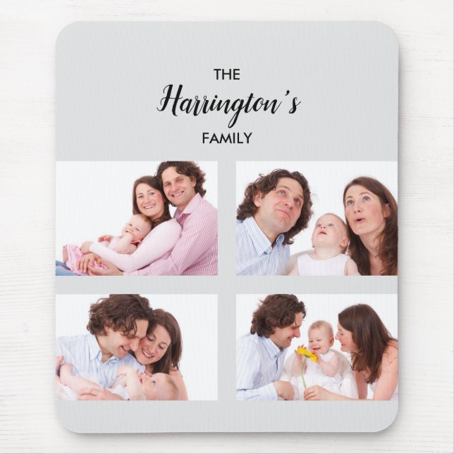 Mousepad Quadro de Retângulo de Colagem de Fotos da Família (Frente)