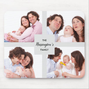 Mousepad Quadro de Retângulo de Colagem de Fotos da Família