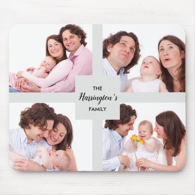 Mousepad Quadro de Retângulo de Colagem de Fotos da Família (Frente)