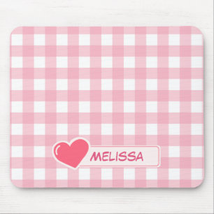 Mousepad Quadro de Verificação Cor-de-Rosa e Branco Persona