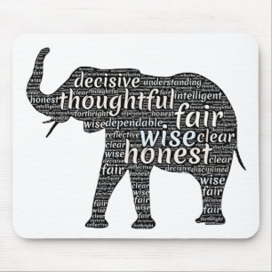 Mousepad Qualidades de uma Nuvem de Palavras Elefantes