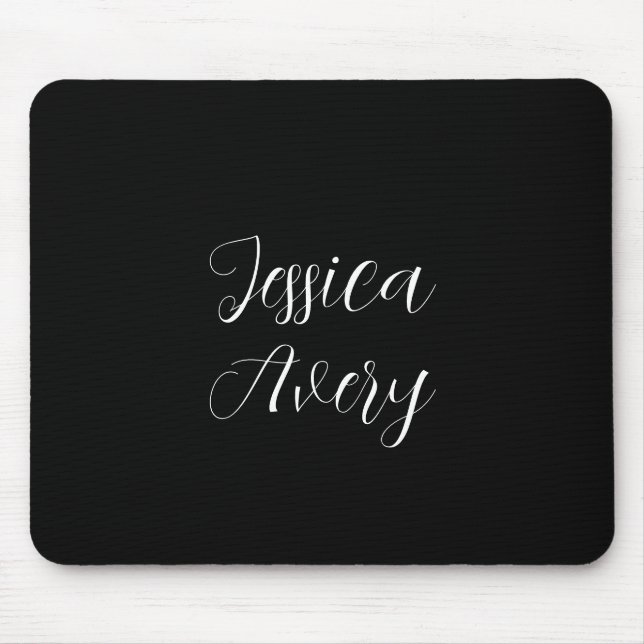 Mousepad Qualquer Nome | Script branco editável elegante em (Frente)