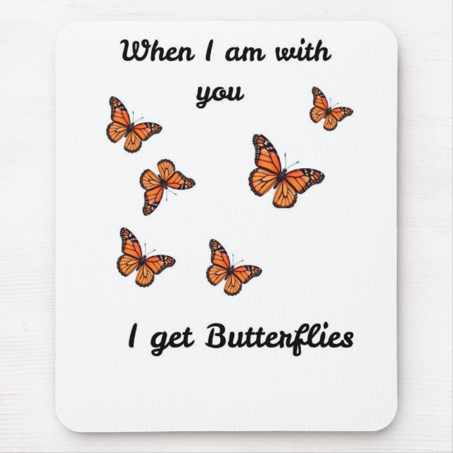Mousepad Quando Estou Contigo Fico Com Borboletas no Estôma (Frente)