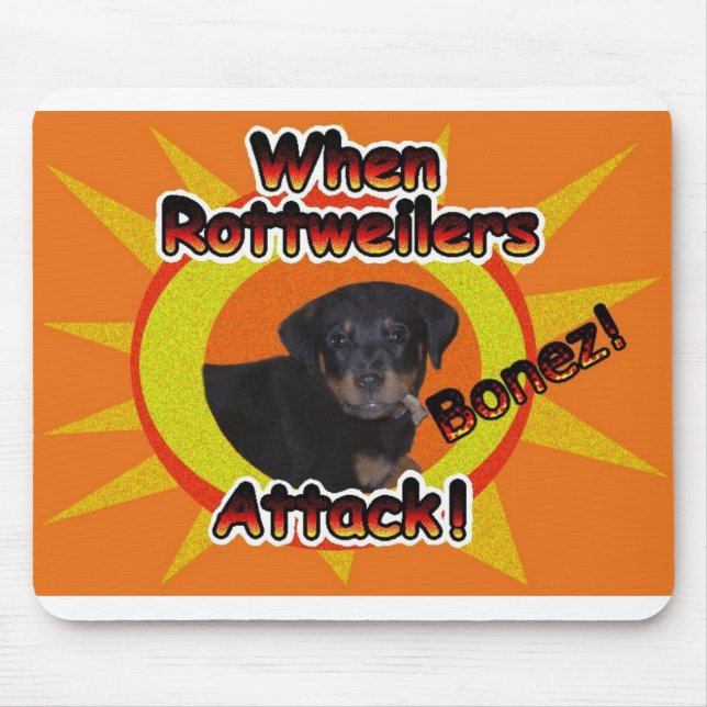 Mousepad Quando ossos do ataque de Rottweilers (Frente)