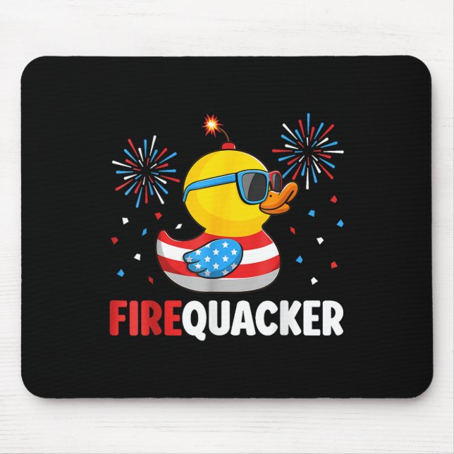 Mousepad Quarto De Julho Do Pato Do Bombeiro Patriótico Qua (Frente)