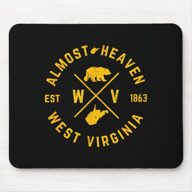 Mousepad Quase o céu Virgínia Ocidental WV urso e mapa do e (Frente)