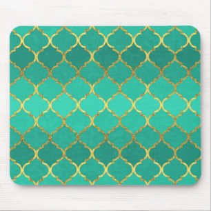 Mousepad Quatrefoil de ouro de moda elegante
