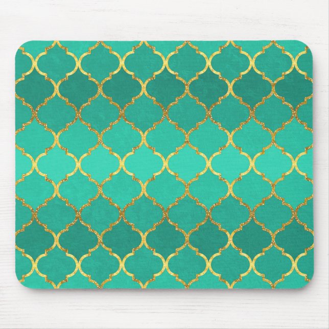 Mousepad Quatrefoil de ouro de moda elegante (Frente)