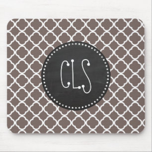 Mousepad Quatrefoil de taupe profundo; Vintage