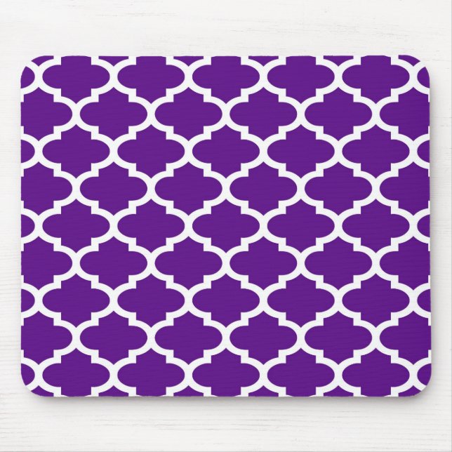 Mousepad Quatrefoil roxo-marroquino Trellis Padrão 2 (Frente)