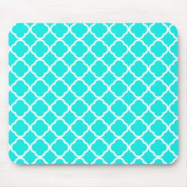 Mousepad Quatrefoil Turquesa Brilhante (Frente)
