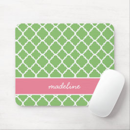Mousepad Quatrefoil Verde | Pré-disquete rosa e verde