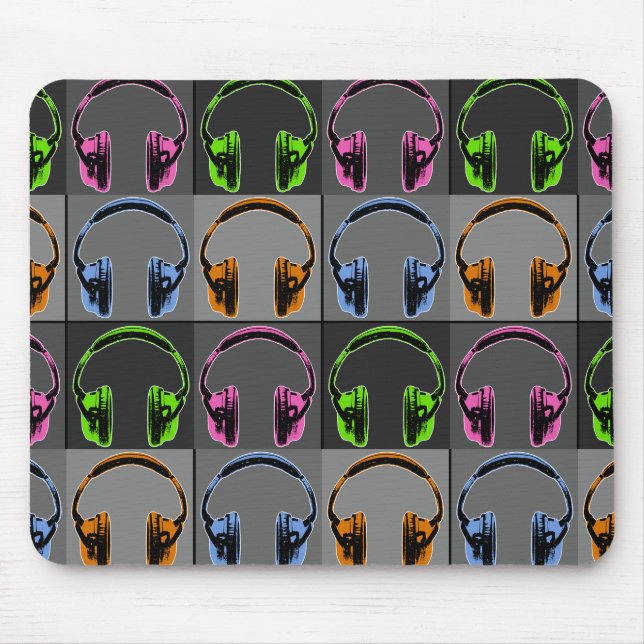 Mousepad Quatro Fones de Ouvido Pop Art (Frente)