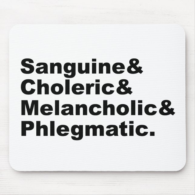 Mousepad Quatro Humores Sanguine Choleric Flegm Melanchólic (Frente)