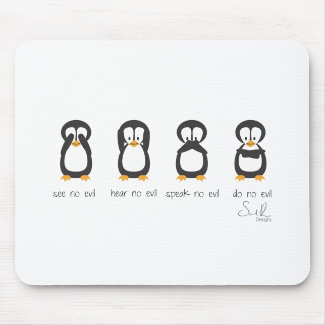 Mousepad quatro pinguins sábios (Frente)