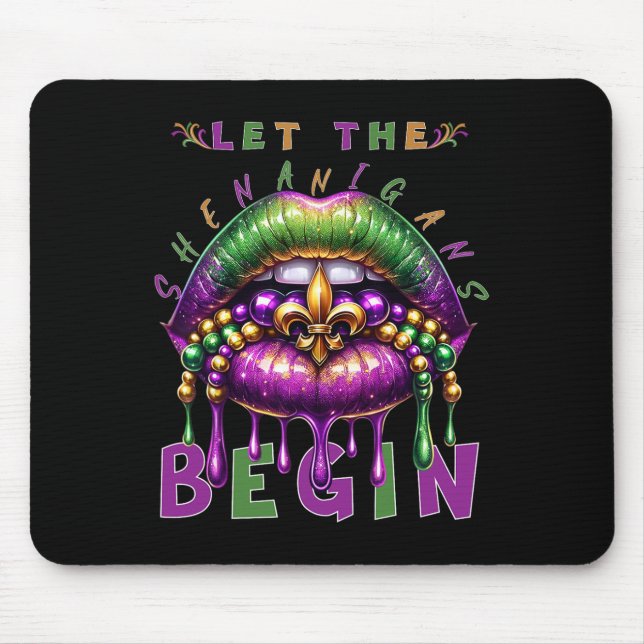 Mousepad Que Comece as Travessuras Carnaval Lábios Crianças (Frente)