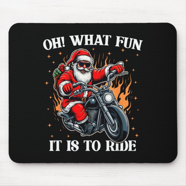 Mousepad Que Diversão É Andar de Moto Biker Papai Noel C (Frente)