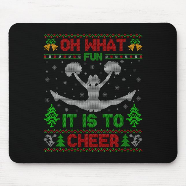 Mousepad Que Diversão É Torcer Natal Cheerleading Feio  (Frente)