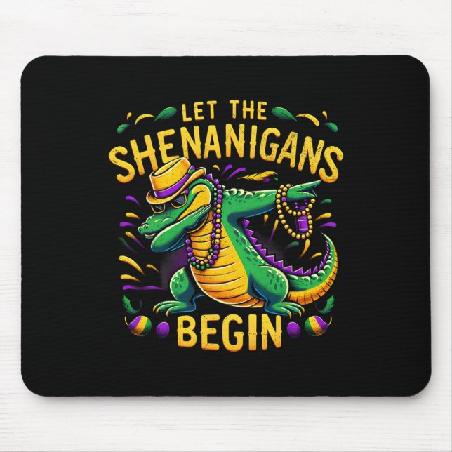 Mousepad Que os Shenanigans comecem a Mardi Gras Dinosaur T (Frente)