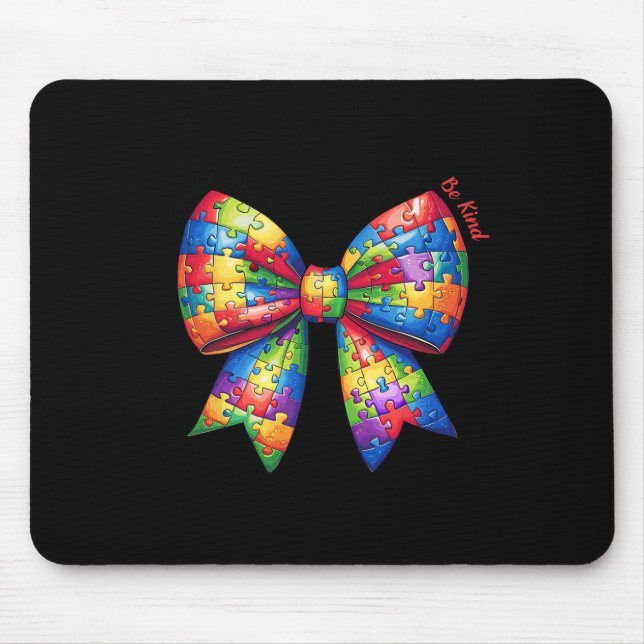 Mousepad Quebra-cabeça Autismo Arco De Fita De Fita Seja Bo (Frente)
