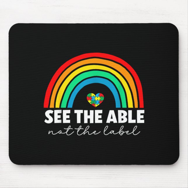Mousepad Quebra-cabeça Coração Arco-íris Veja o Capaz Não a (Frente)