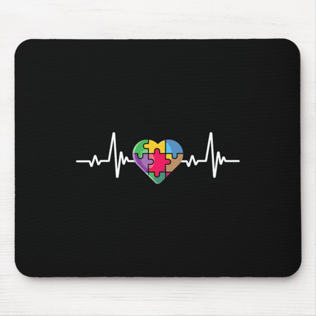 Mousepad Quebra-cabeça do Coração Autismo Autista de Pulsaç (Frente)