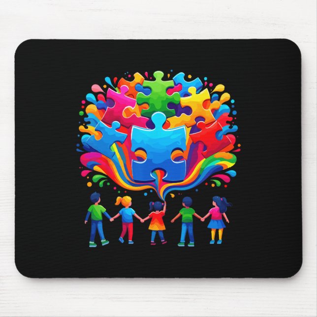 Mousepad Quebra-cabeça Fofo de Conscientização sobre Autism (Frente)