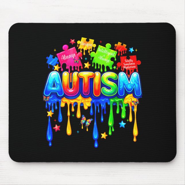 Mousepad Quebra-cabeça gota pingando conscientização autism (Frente)