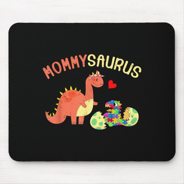 Mousepad Quebra-cabeça Mommysaurus dinossauro autismo consc (Frente)