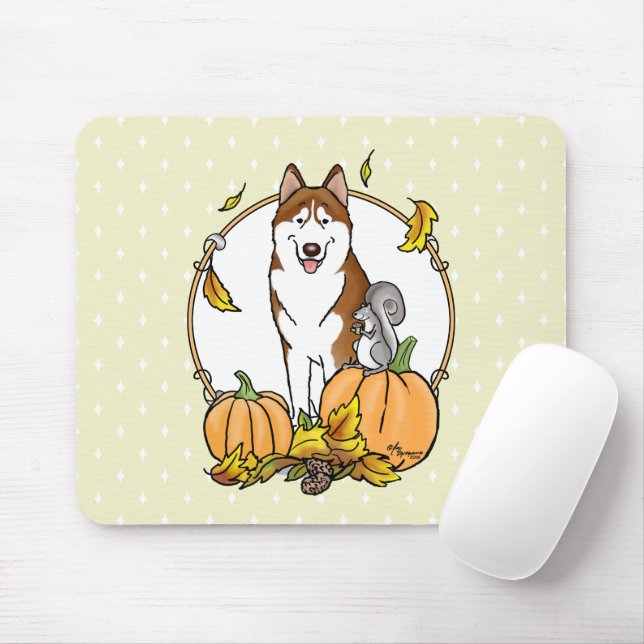 Mousepad Quebra do Husky Siberiano (vermelho) Pumpkins Sai  (Com mouse)