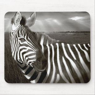 Mousepad Quênia. Preto e branco de zebra e planície.