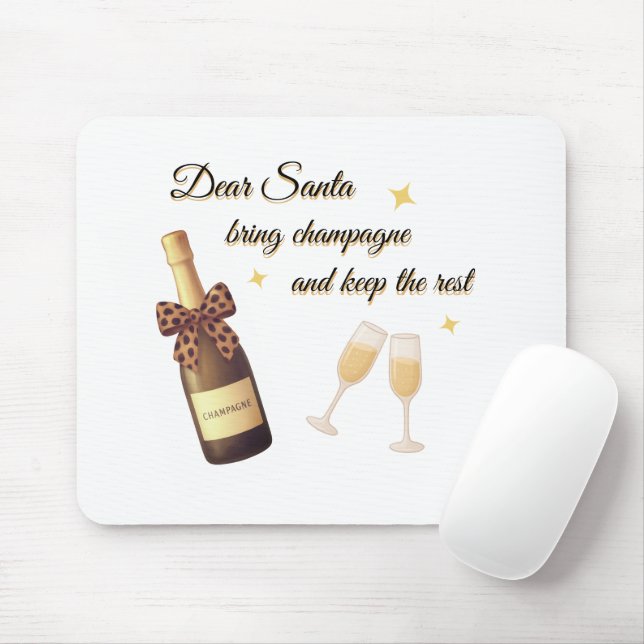 Mousepad Querido Papai Noel Design de Champanhe (Com mouse)