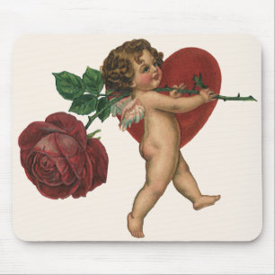 Mousepad Querubim do Dia dos Namorados Vintage e Rosa Vitor