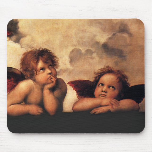 Mousepad Querubins Sistine Madonna de Raphael 2 anjos (Frente)