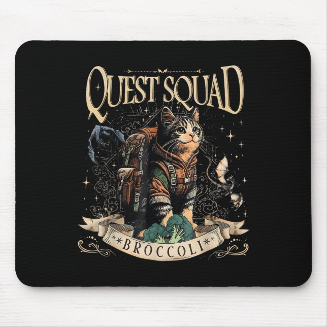 Mousepad Quest Fantasy Squad Broccoli Kitten Engraçado Cat (Frente)