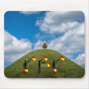 Mousepad Questionário do Semaphore de bandeira - ovelha