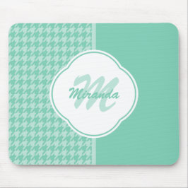 Mousepad Quic Mint Green Houndstooth com Monograma e Nome