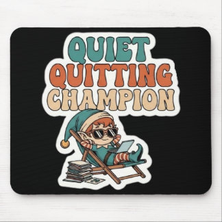 Mousepad Quiet Quitting Elf Funny Office Humor Dark Mode