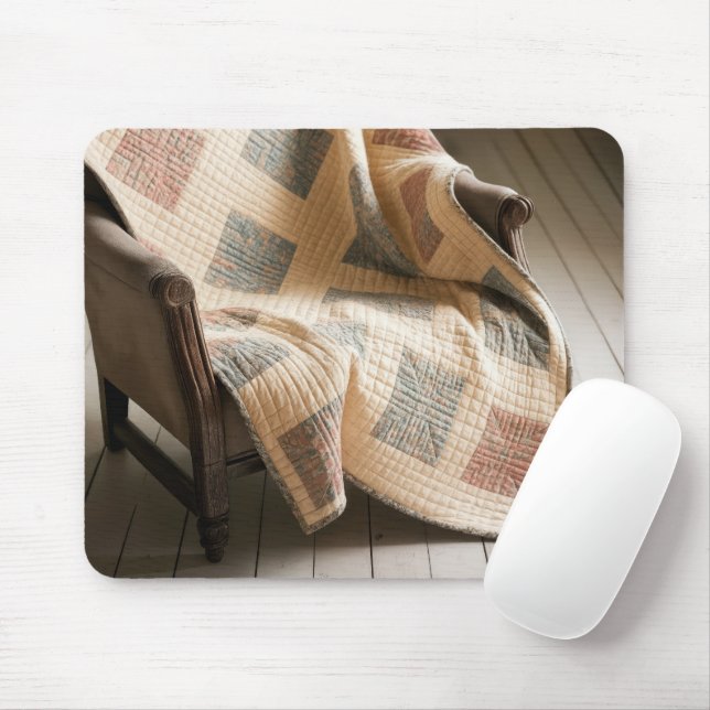 Mousepad Quilt desbotado antiquado em uma cadeira de rodas (Com mouse)