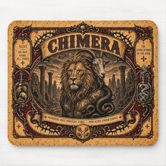 Mousepad Quimera, Monstro de Circo Vintage (Frente)