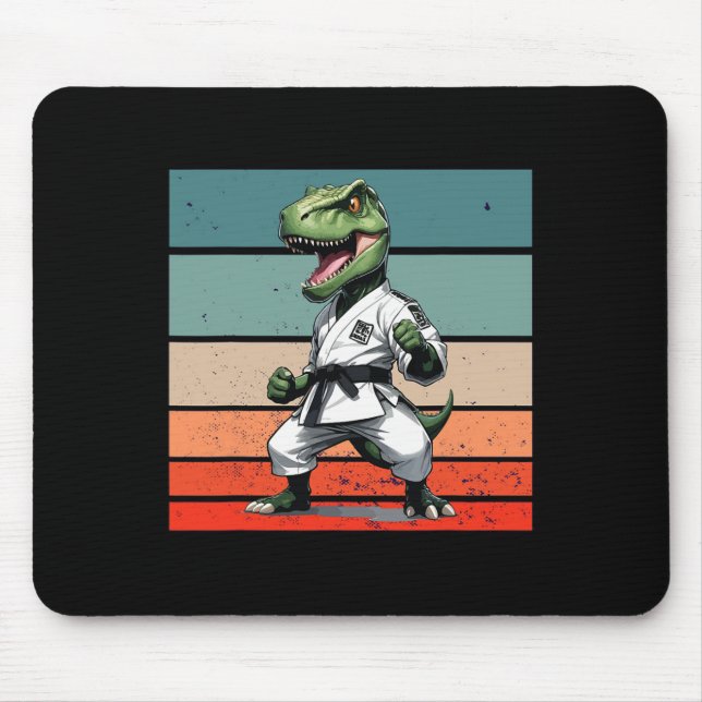 Mousepad Quimono de Karate T.rex Faixa Preta Postura Feroz  (Frente)
